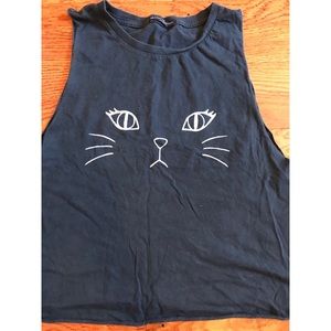 Brandy Melville Gray/navy cat face tank